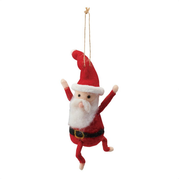 フェルトサンタオーナメント バンザイポーズ 1個ユニークなポージングの楽しいサンタたち。送料無料 クリスマス 飾り 装飾 クリスマス雑貨 雑貨 サンタクロース