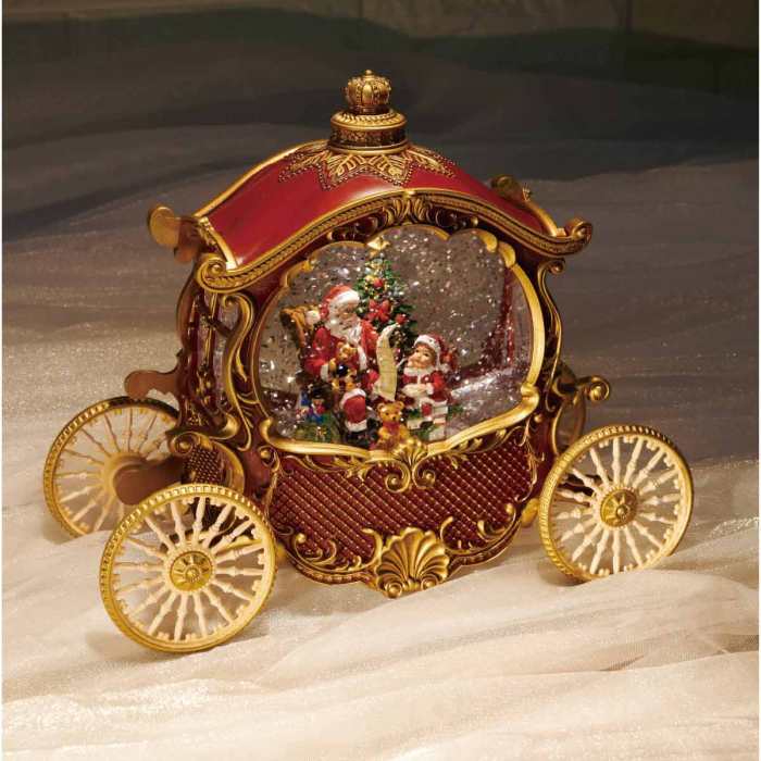 【10%OFFクーポン有り！11月20日限り】LEDスノーイングライト 馬車 1個送料無料 クリスマス 飾り 装飾 オブジェ サンタ 置物 クリスマス雑貨 雑貨 サンタクロース LEDライト スノードームのサムネイル