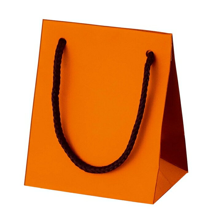 【10枚入り】マット貼り紙袋 オレンジ 10×7×12cm表面がPP貼りで、持ち手にアクリルひも、底部にはボール紙を用いた高級感のあるギフトバッグです。ギフト ...