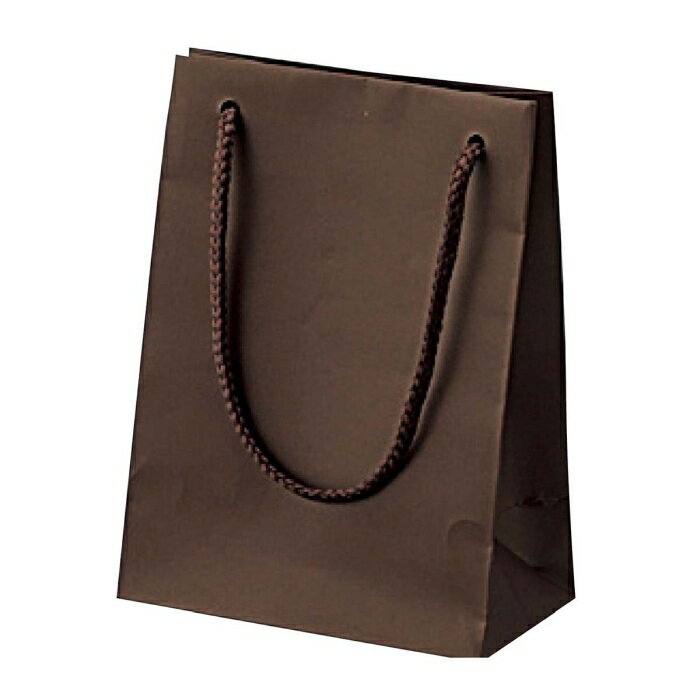 【10枚入り】マット貼り紙袋 ブラウン 12×7×16.5cm表面がPP貼りで、持ち手にアクリルひも、底部にはボール紙を用いた高級感のあるギフトバッグです。ギフ...