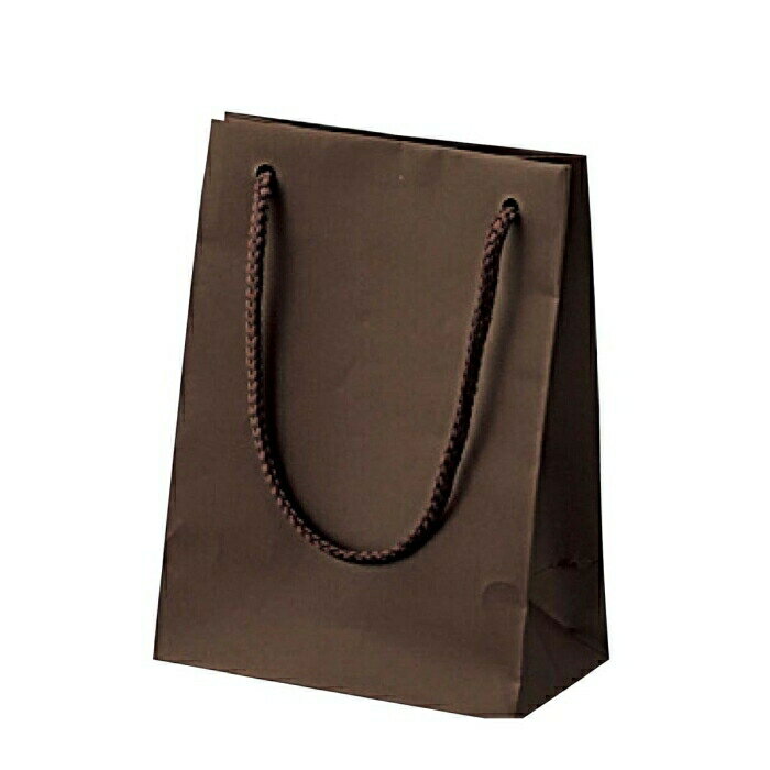 【10枚入り】マット貼り紙袋 ブラウン 10×7×12cm表面がPP貼りで、持ち手にアクリルひも、底部にはボール紙を用いた高級感のあるギフトバッグです。ギフト ...