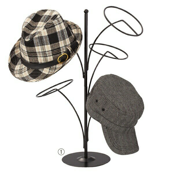 5点掛け帽子スタンド 黒 1台たくさんの商品を展示できて便利です。支柱は360度回転させることができます。帽子かけ 帽子掛け 帽子 スタンド ウィッグスタンド かつら台 ディスプレイ 撮影 おしゃれ