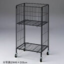ワイヤー2段ワゴン 黒 W60×D45cm 1台投げ込み型のワイヤーワゴンの下段に在庫ストックができる機能を付加した2段ワゴン!折りたたんでコンパクトに収納できます。陳列台 店舗用 陳列ワゴン ワゴン キャスター 折りたたみ 業務用 販売台