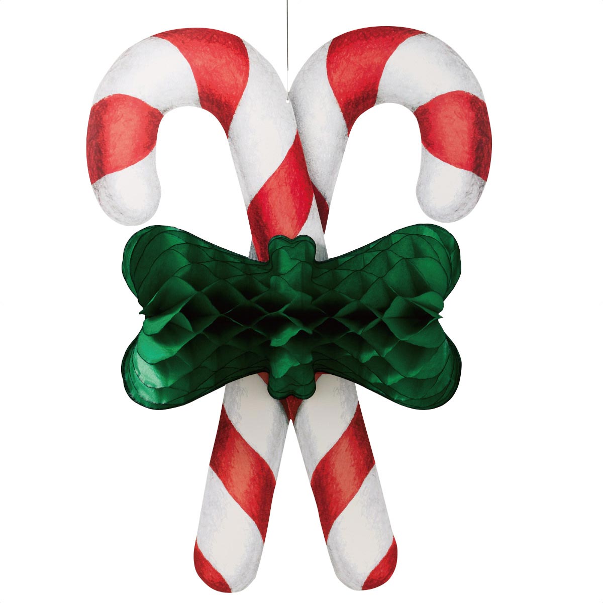 【5%OFFクーポン有り！ブラックフライデー期間中♪】キャンディケーンハニカム 高さ71cm グリーン 1個送料無料 クリスマス 飾り 装飾 オブジェ 吊り装飾 クリスマス雑貨 雑貨