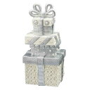 プレゼントボックス シルバー 3段ボックス 1個送料無料 クリスマス 飾り 装飾 オブジェ 置物 クリスマス雑貨 雑貨 足隠し 足元隠し クリスマスボックス ツ...