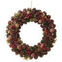 【直径55cm】デラックスナチュラルクリスマスリース レッド 1個送料無料 造花 玄関 おしゃれ 大 飾り 冬