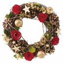 【直径25cm】ナチュラルクリスマスリース 小 レッド 1個送料無料 造花 玄関 おしゃれ 飾り 冬