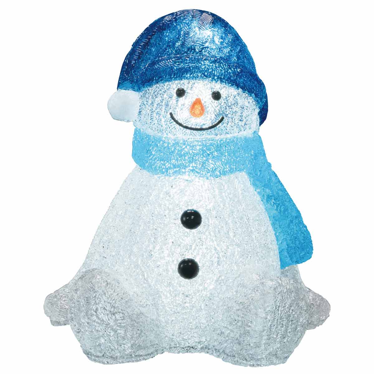 LEDモチーフ おすわりスノーマン ブルー 高さ40cm 1台雪だるまのモチーフライト。店頭を美しく ...