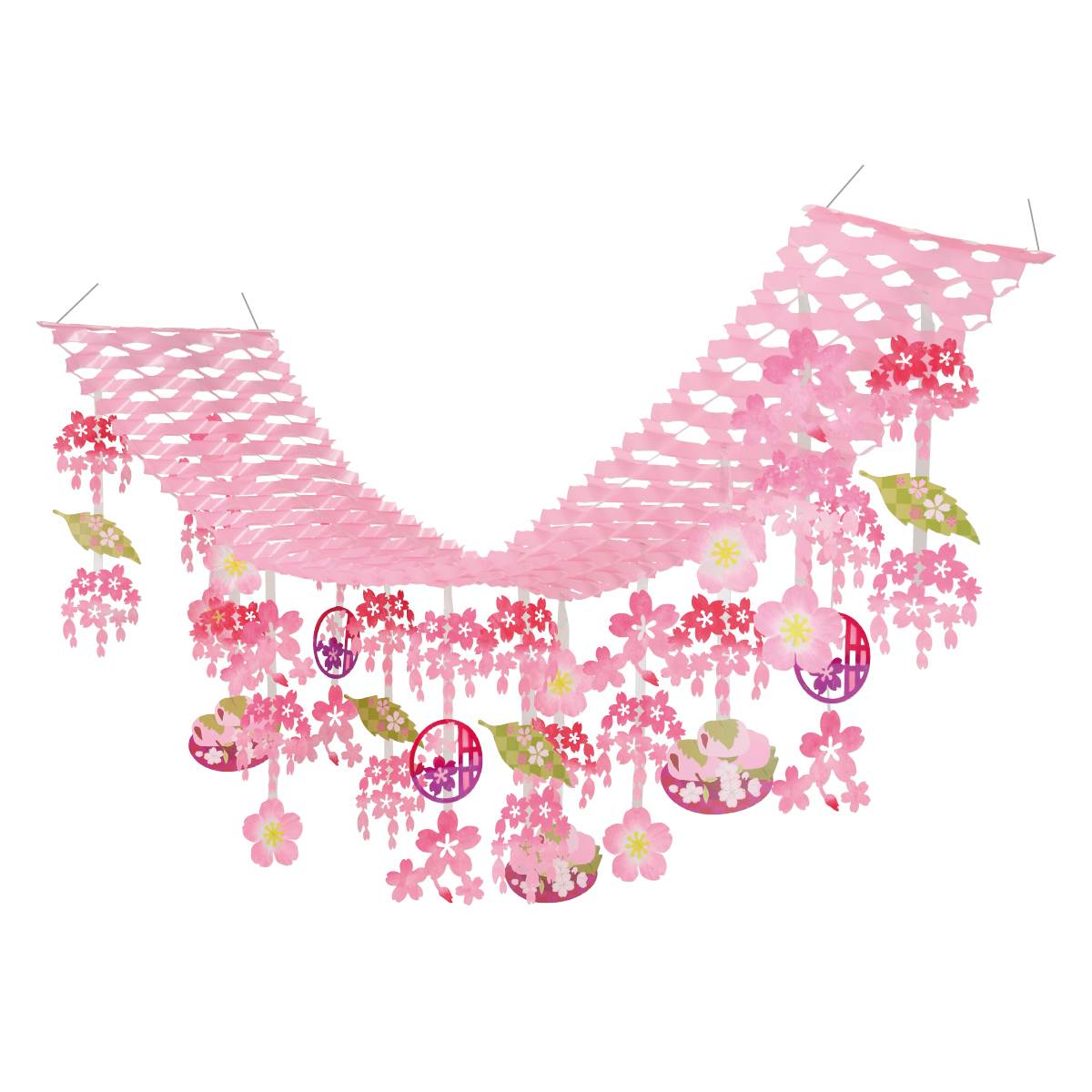 【3%OFFクーポン有り！マラソン期間中♪】雅桜プリーツハンガー 1枚送料無料 春 飾り 装飾 吊り下げ ディスプレイ 天井 天井飾り さくら サクラ