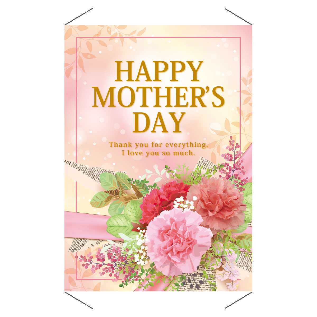 【10枚入り】マザーズデーリース タペストリー「HAPPY MOTHER’S DAY」の英字とカーネーションデザインで、母の日 プレゼント・ギフト売場をわかりやすく案内できます。送料無料 飾り 装飾 大きい 背景 壁 撮影 インスタ映え フォトスポット 販促品 母の日