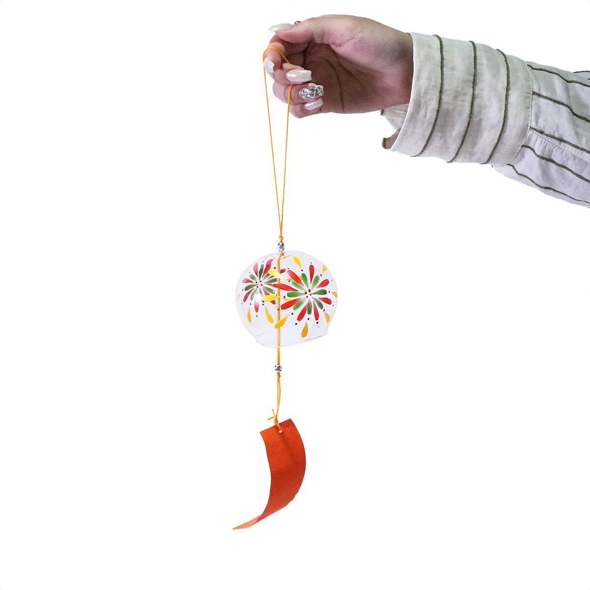 【化粧箱入り】ガラス江戸風鈴 L40cm 花火 1個ガラス素材で涼しげな夏を演出してく...