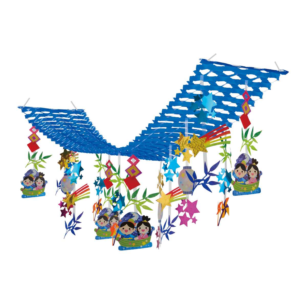 【3%OFFクーポン有り！5月1日限り】おり姫ひこ星プリーツハンガー 1枚送料無料 七夕 飾り 装飾 店舗 ディスプレイ