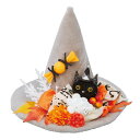 【5%OFFクーポン有り!マラソン期間中♪】ハロウィンハットアレンジ 幅21×高さ20cm ネコ 1個送料無料 飾り 置物 ディスプレイ オブジェ 装飾 室内