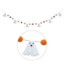 【5%OFFクーポン有り!マラソン期間中♪】フェルトガーランド カラフルゴースト 長さ175cm 1本送料無料 ハロウィン 飾り 装飾 吊り下げ デコレーション