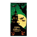 【5%OFFクーポン有り!楽天SS期間中♪】ハロウィンタペストリー グリーンハロウィン 1本送料無料 飾り 装飾 パーティ 大きい 背景 壁 布 撮影 インスタ映え フォトスポット 販促品 かわいい