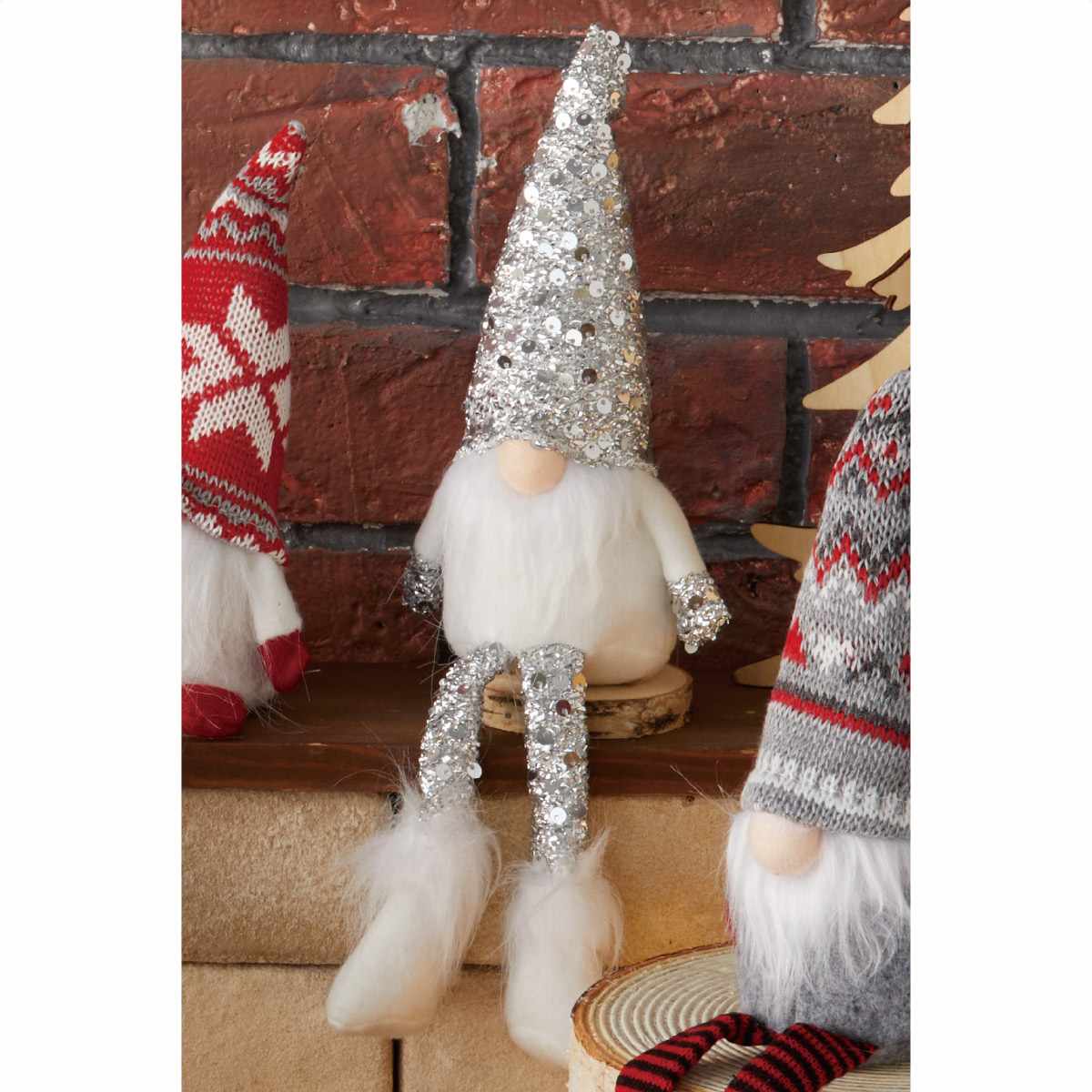 【5%OFFクーポン有り！ブラックフライデー期間中♪】ノルディックサンタ 足ブラ スパンコール 1個送料無料 クリスマス 飾り 装飾 オブジェ 置物 クリスマス雑貨 雑貨 サンタクロース