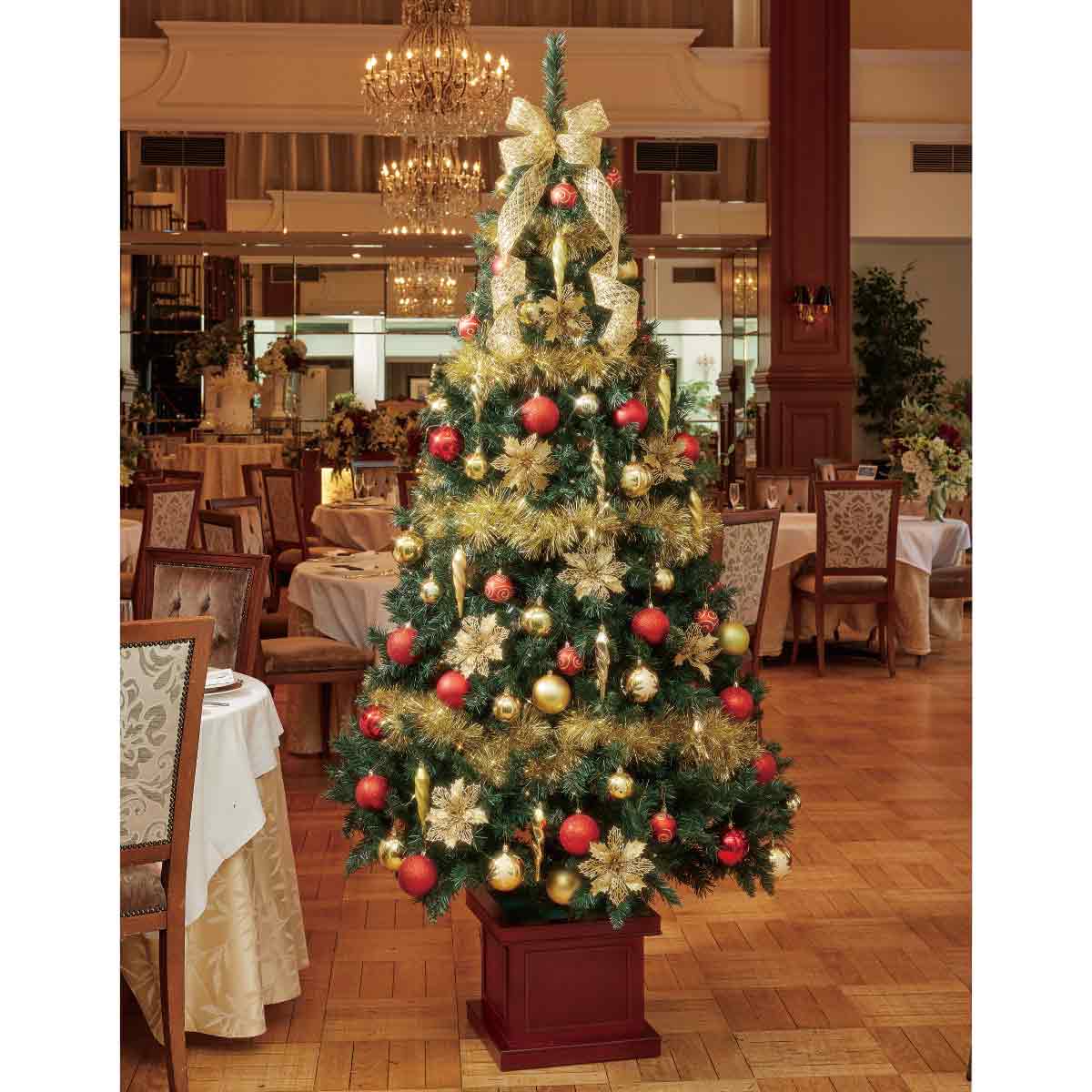 【10%OFFクーポン(計5千円以上)11月10日限り】クリスマスツリーセット ゴールド H210×W106cmクリスマスツリー おしゃれ 北欧 ライト led 電飾 210cmのサムネイル