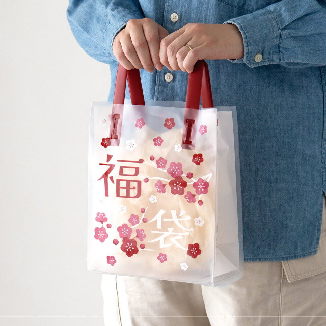 【10枚入り】福袋 フロストバッグ 梅 20×10×25cmお正月感のあるレトロポップなデザインが素敵。中身が見えて人気のフロストタイプから新登場!送料無料 ギフトバッグ ラッピング 正月 セール 手提げ 袋 ハッピーバッグ 業務用 store-express-10024897 ストア・エキスプレス 楽天市場店 サンプル画像2