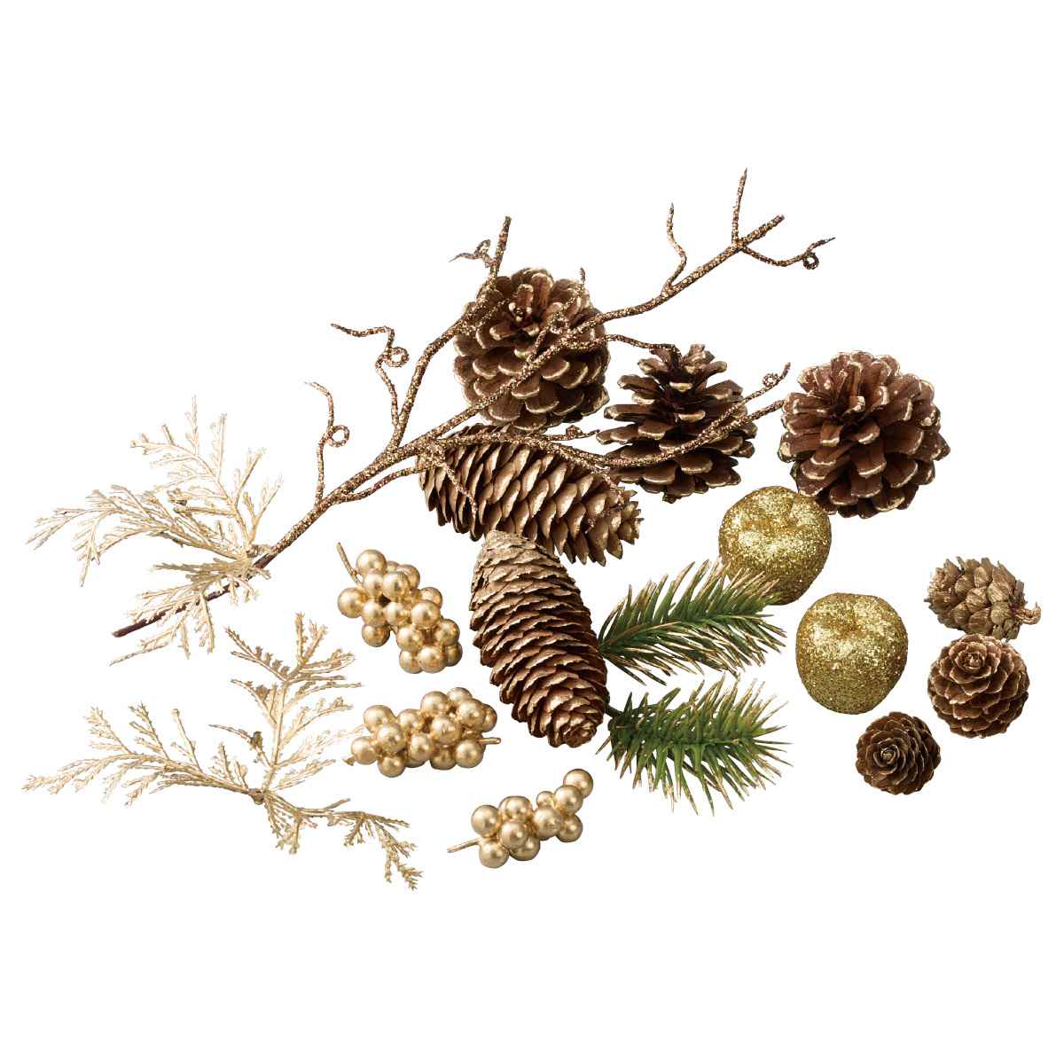 【5%OFFクーポン有り！ブラックフライデー期間中♪】ミックスベリーパック ゴールド 1袋送料無料 クリスマス 飾り 装飾 オブジェ 雑貨 松ぼっくり