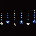 LED6連スターカーテンライト ジュエル 61球点滅パターンコントローラー付きです。軒下などのクリスマス演出に大活躍。クリスマス イルミネーション 電飾 ライト LED ハロウィン 屋外 カーテン