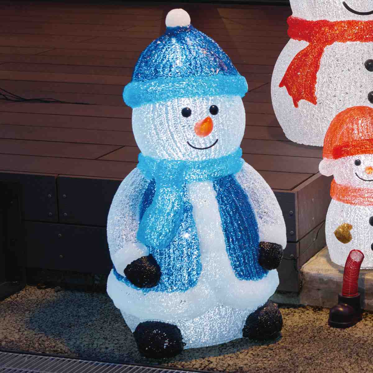 【5%OFFクーポン有り！ブラックフライデー期間中♪】LEDブリリアントモチーフ 青帽子スノーマン 高さ66cm 1台送料無料 イルミネーション ライト イルミネーションライト 屋外 電飾 クリスマス
