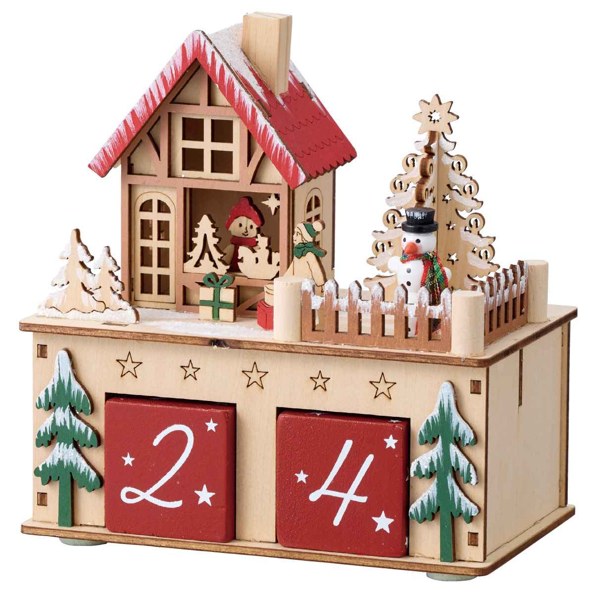 【5%OFFクーポン有り！ブラックフライデー期間中♪】アドベントカレンダースタンド ハウス 1個送料無料 ギフト 玄関 クリスマス 飾り 装飾 木製 LEDライト ディスプレイ