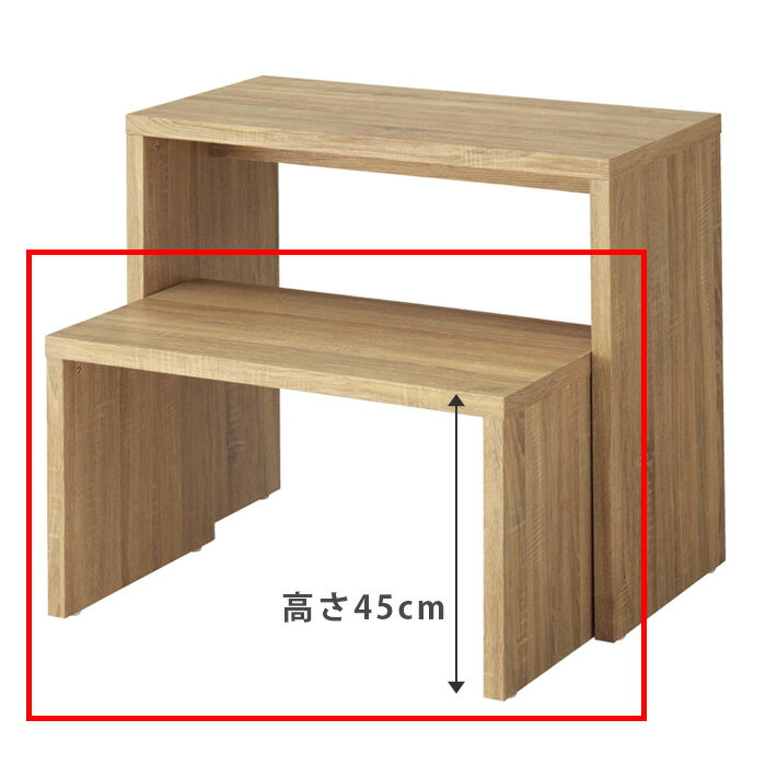 木製スリムコの字テーブル ラスティック柄 小（W82cm） 1台什器エンドや売場のポイント什器としてお使いいただけます。大小2個でネストテーブルとしても使用可。コの字 テーブル 陳列棚 店舗用 ディスプレイ 什器 ラック コの字ラック