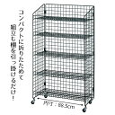 業務用5段ネットラック W92×H150cm 黒ネット面を広げて棚を引っ掛けるだけの簡単組み立て。棚はまっすぐにも傾斜にも調整できます。業務用 ラック 折りたた...