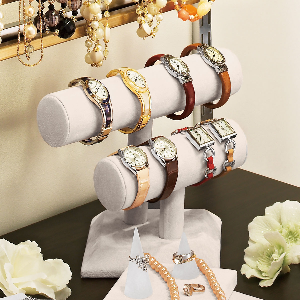 【5%OFFクーポン有り!ブラックフライデー期間中♪】T字型時計スタンド 2段 1個送料無料 時計スタンド 時計置き 時計ケース ディスプレイ 収納 ブレスレッ...