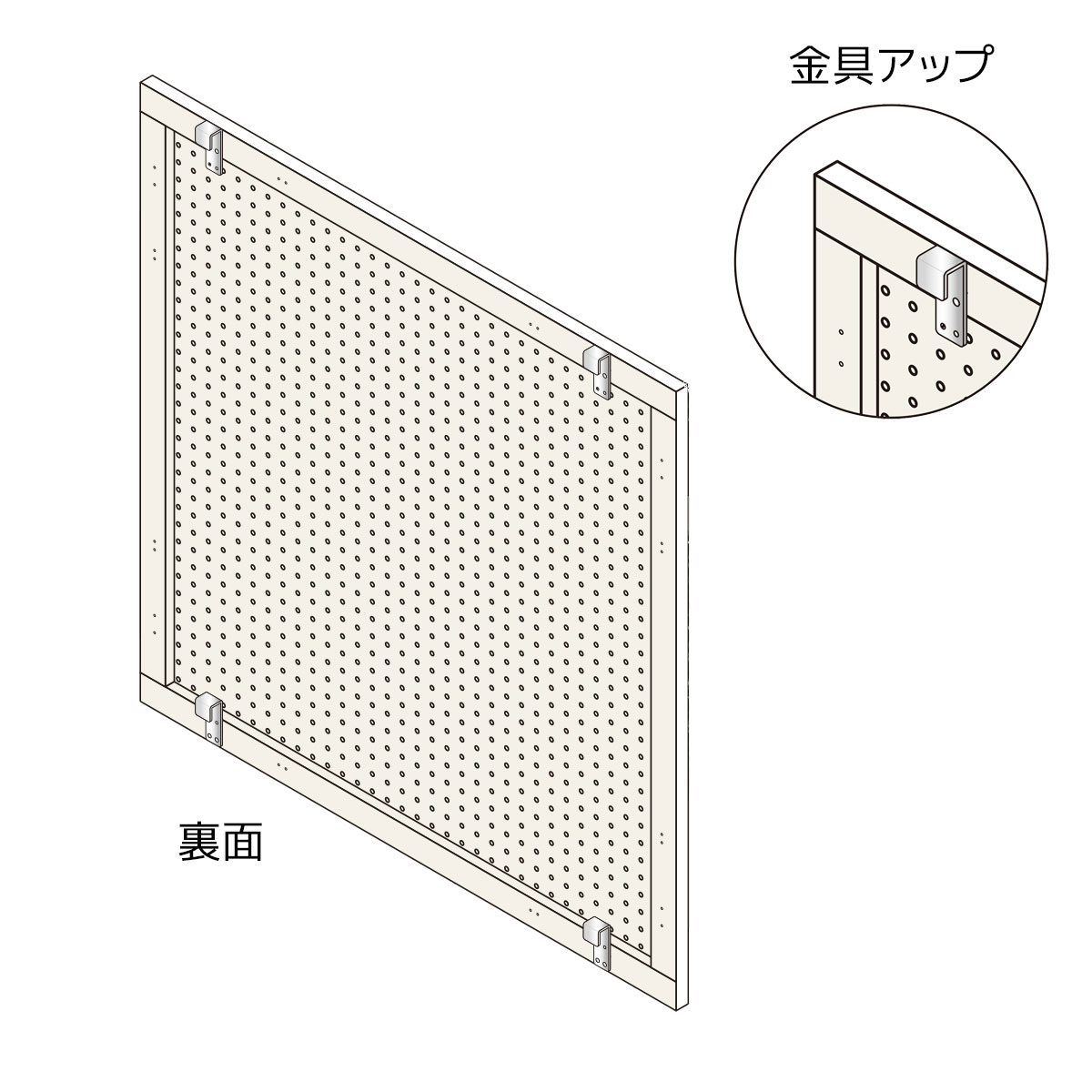 有孔ボード 角バー取付タイプ 90×90cm ホワイト【ここでしか買えない！ストア・エ...