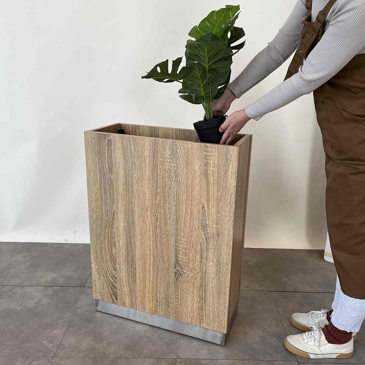 木製プランターボックス ラスティック柄 幅60cm 1台上部ボックス内には水受けトレーが付いていてグリーンが飾れます。送料無料 プランタースタンド フラワーラック フラワースタンド 花台 プランターシェルフ パーテーション カフェ 鉢置き