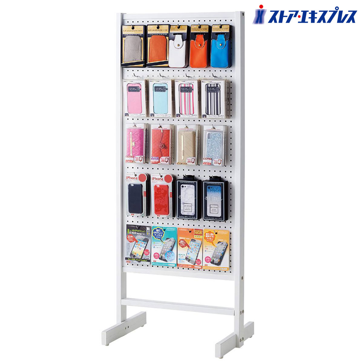 【5%OFFクーポン有り！ブラックフライデー期間中♪】両面有孔ボードスタンド ホワイト 幅60cm  ...