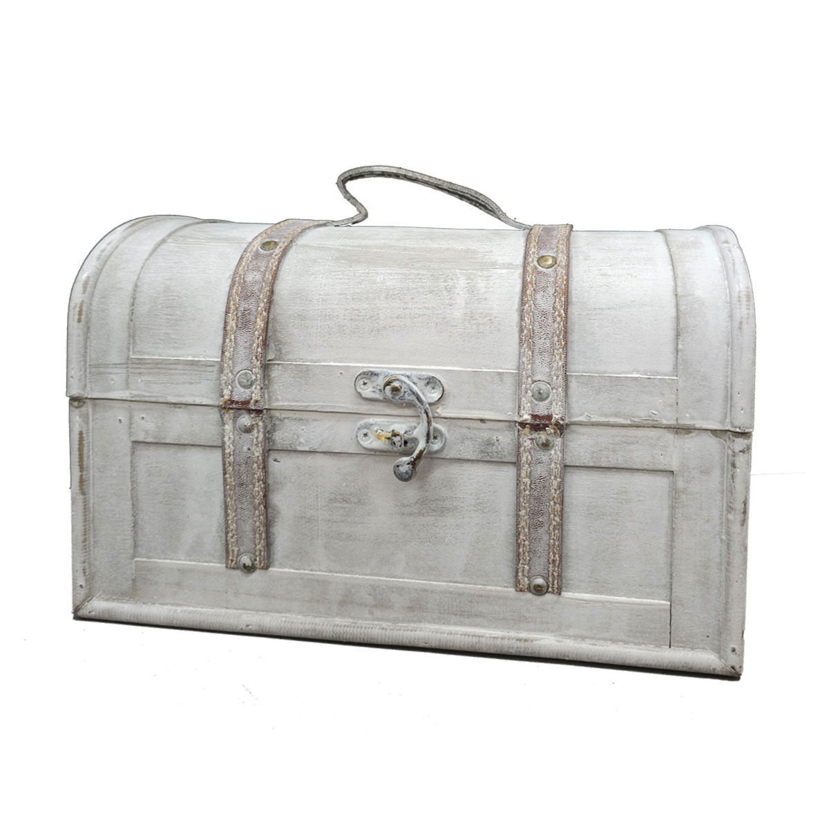 【3%OFFクーポン有り！マラソン期間中♪】木製シャビーシックトランクボックス ホワイト W30cm ...