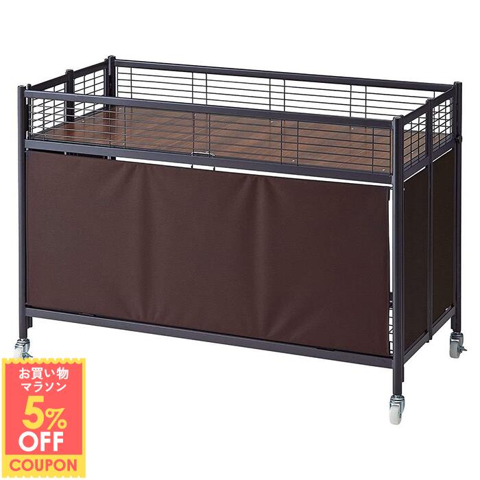 【5%OFFクーポン有り！マラソン期間中♪】中折れワゴン ブラックフレーム W120cm ブラウンテント 本体 1台陳列台 店舗用 陳列ワゴン ワゴン キャスター 折りたたみ 業務用 販売台