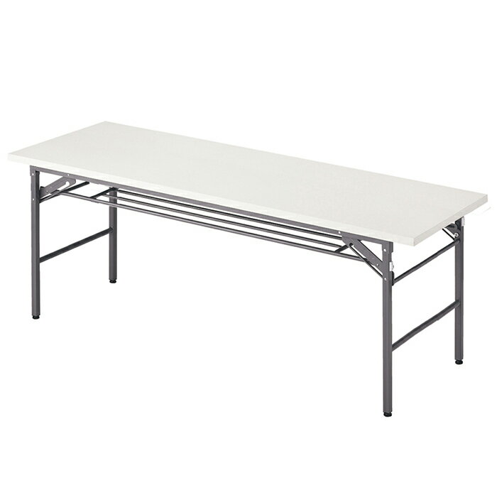 折りたたみテーブル 棚付 180×60cm 白イベントに大活躍の折りたたみテーブル。荷物を置くための棚もついているので便利です。折りたたみテーブル W1800 D600 H700 会議テーブル 長机 ミーティング 長テーブル