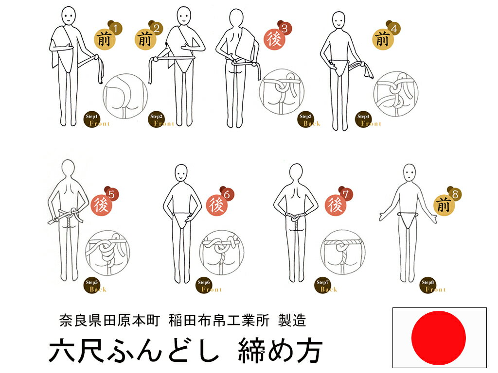 六尺ふんどし 日本製 金色 20cm幅 綿100% 稲田布帛工業所 製造直売 3