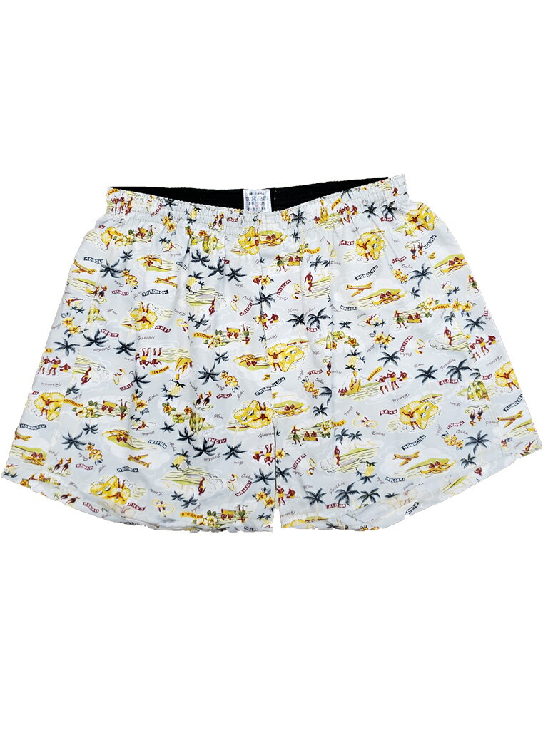 日本製 トランクス メンズ 下着 パンツ Leトランクス バレンタイン ギフト 誕生日 アロハ柄 グレー M L LL 綿100% 前開き