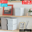 【選べる3サイズ】収納ボックス フタ付き プラスチック いれと庫 インテリア 収納ケース お買い得セット品 | 隠せる 収納 ボックス ケース ラック シェルフで使いやすい リビング キッチン 玄関 収納 奥行30 隠す収納 フタ式 積み重ね 収納 いれとこプラスチック 天馬 日本(3)