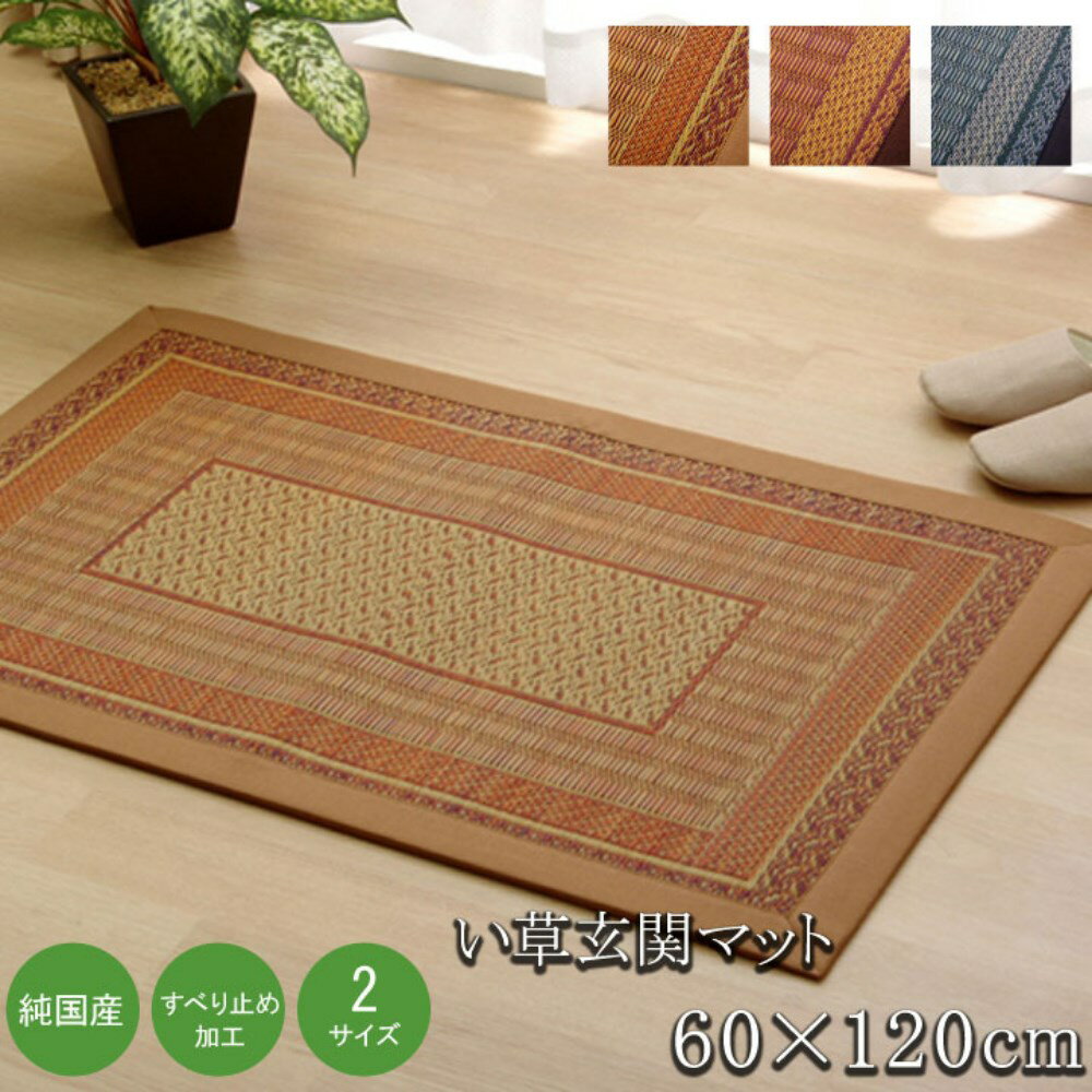 【メーカー直送品】い草 玄関マット 室内 夏用 おしゃれ 国産 「 Fランクス 」 約60×120c