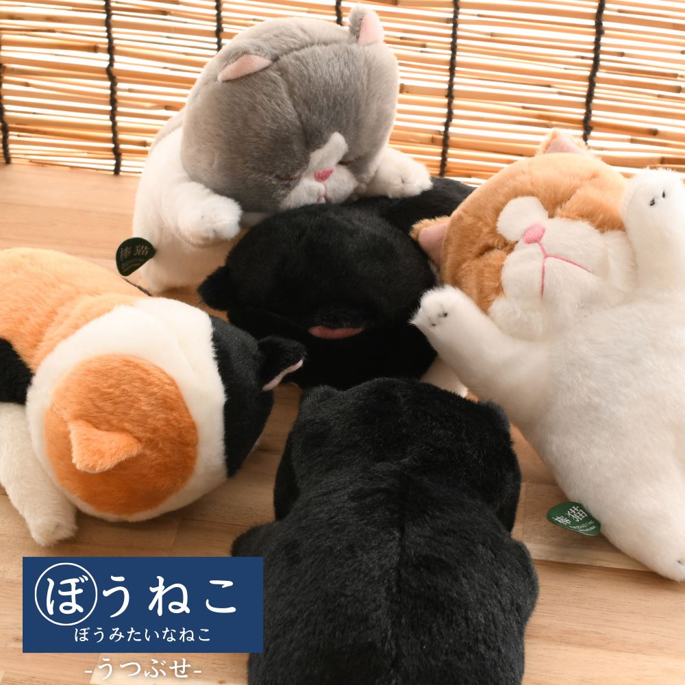 ぼうみたいなねこ ぬいぐるみ うつぶせ | 小さい ねこ ネコ ぬいぐるみ ぼうねこ 棒 猫 ごめん寝 生き物 動物 ビーンズ入り インテリア 雑貨 猫グッズ ...