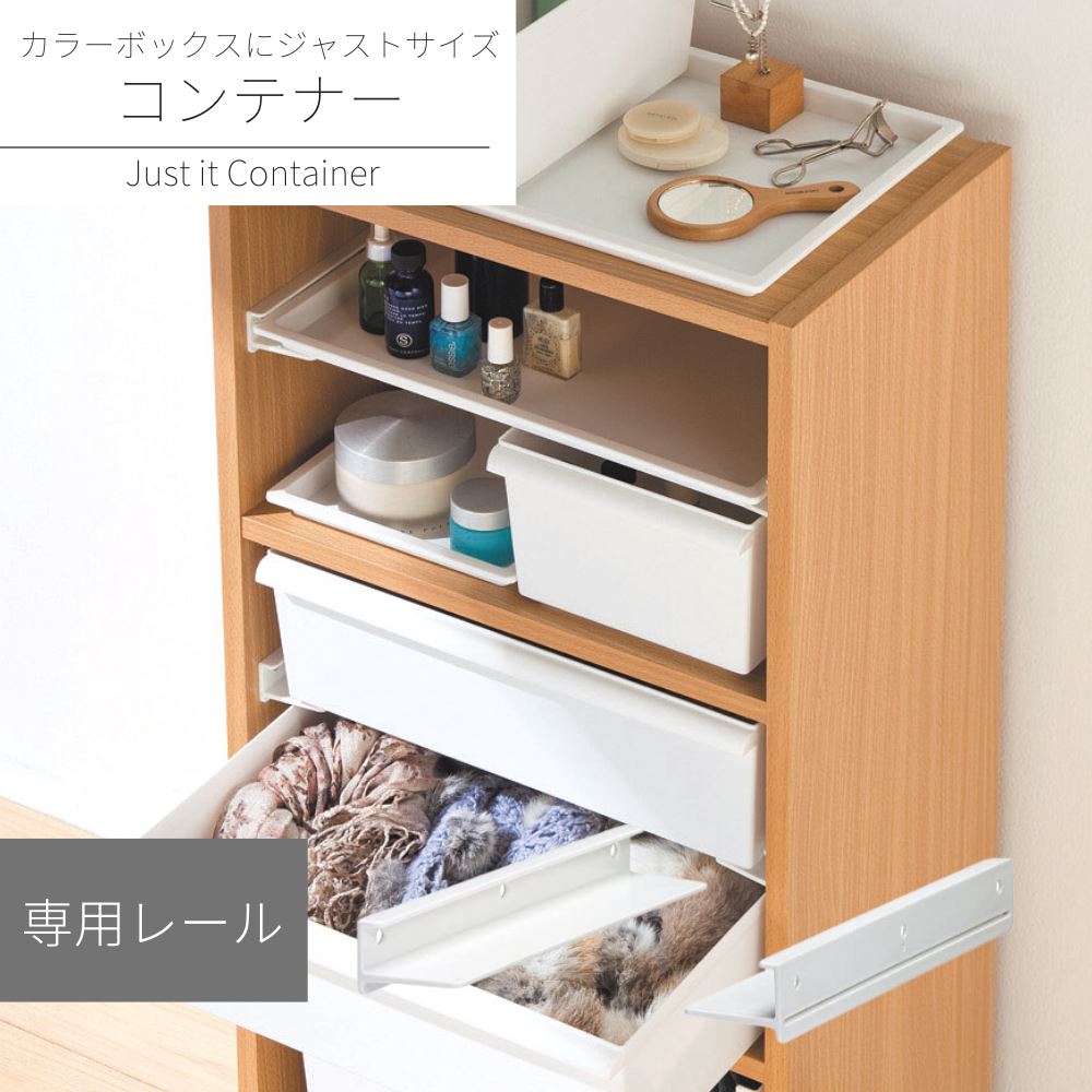 Just it コンテナーワイド専用レール | 収納ボックス 収納ケース レール オプション パーツ 白 部品 可動 ライクイット likeit カラーボックス 引き出し 収納 リビング キッチン ランドリー クローゼット 押し入れ 子供部屋 組み合わせ シンプル おしゃれ ストック JT-07