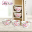 美濃焼 飯碗揃 華甘露 | 岐阜県 多治見市 セラミック藍 工芸品 彩 茶碗 ポット セット ギフト 花柄 桜 サクラ 化粧箱 電子レンジ対応 食洗器可(非推奨) おしゃれ かわいい 食器 ピンク 白