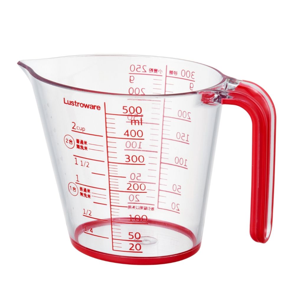 メジャーカップ 500 レッド｜計量カップ 楕円形 広口設計 ゴム付き 目安メモリ付 耐熱 岩崎工業 ラスト..