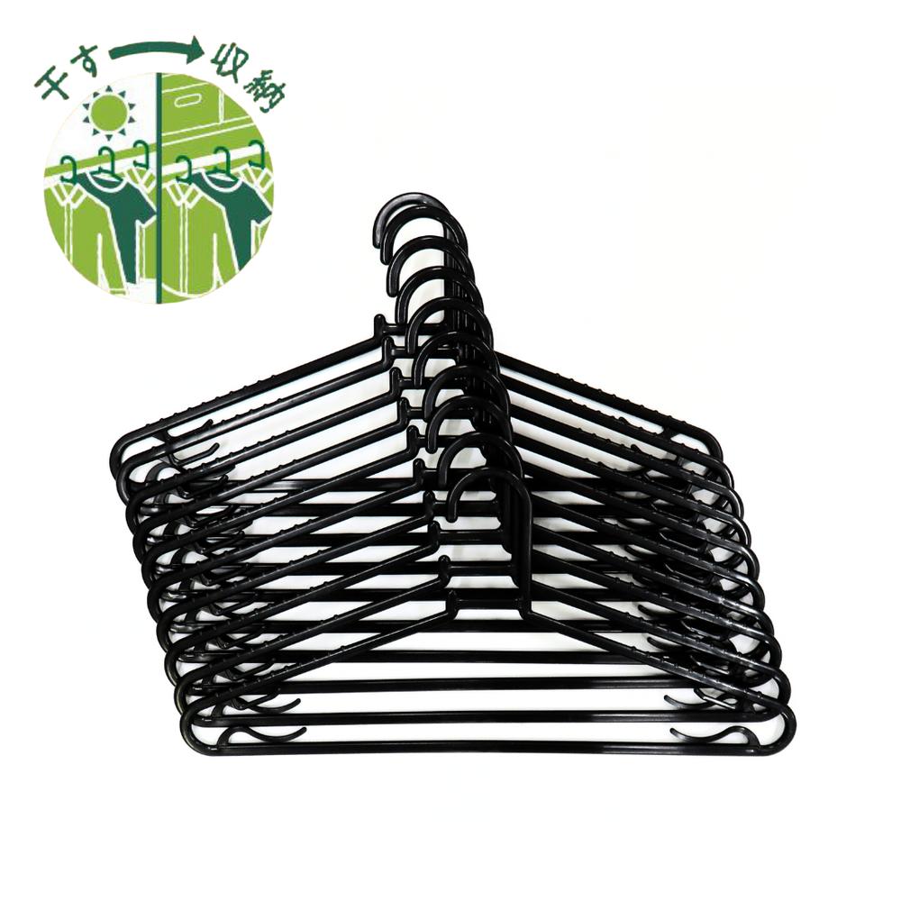 送料無料100本セット リサイクルランドリーハンガー | 洗濯ハンガー エコ 再生原料 再生プラスチック プラスチック ハンガー 黒 ブラック 収納ハンガー ス...