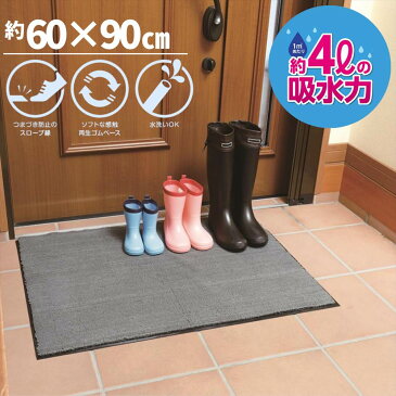 【水洗いできる】屋外 室内 兼用 吸水特化 SUSU玄関マット 60×90cm | 北欧 おしゃれ 可愛い かわいい 泥落とし 洗える アメリカン 大きめ 大判 ラバー カフェ 高級感 シック 滑り止め ナチュラル 業務用 グレー 泥除け モダン 無地 スースー スウスウ 60 90