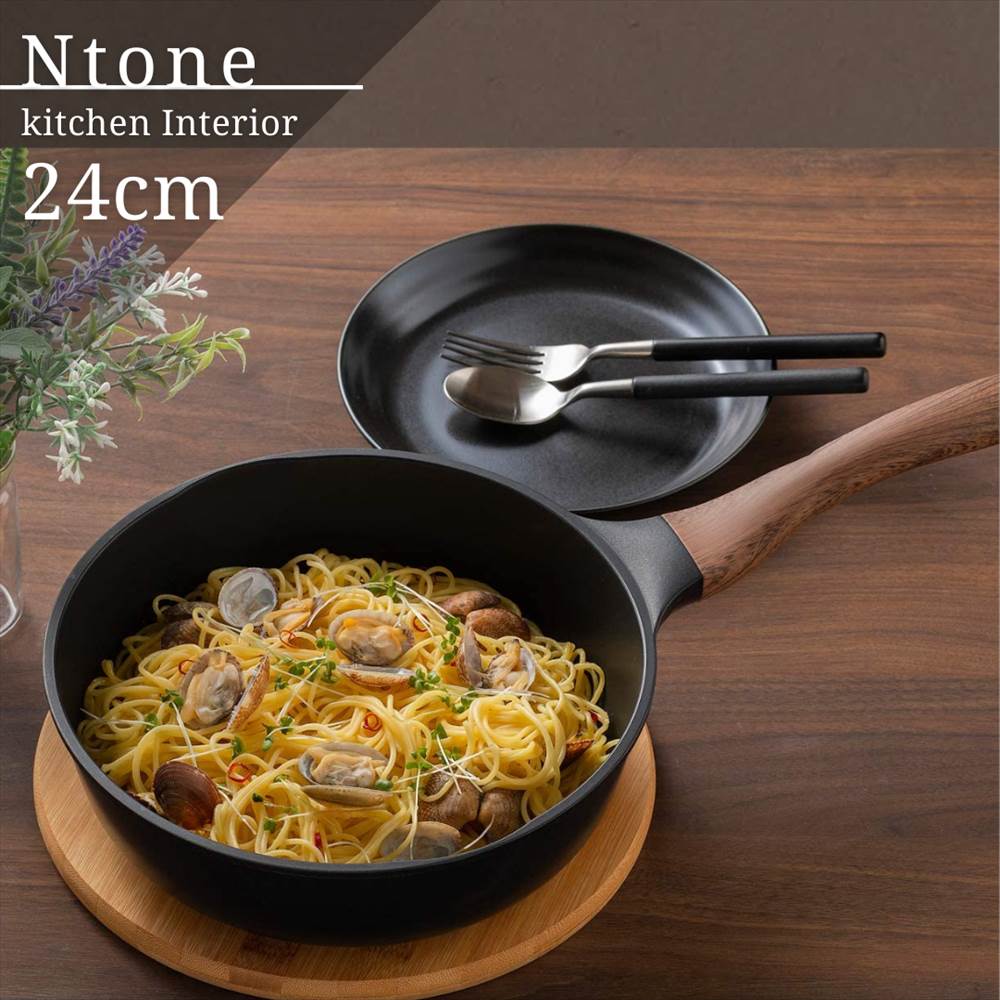 【そのまま食卓へ】Ntone 北欧風 IH 深型両口フライパン 24cm | 鉄 フライパン ih 焦げ付かない 深型 おしゃれ フライパン おすすめ IH対応 ガス火 ガス 目玉焼き 深 一人暮らし 長持ち する 鉄 パンケーキ オムライス 大きい 大きめ 深型 マルチパン 多用途