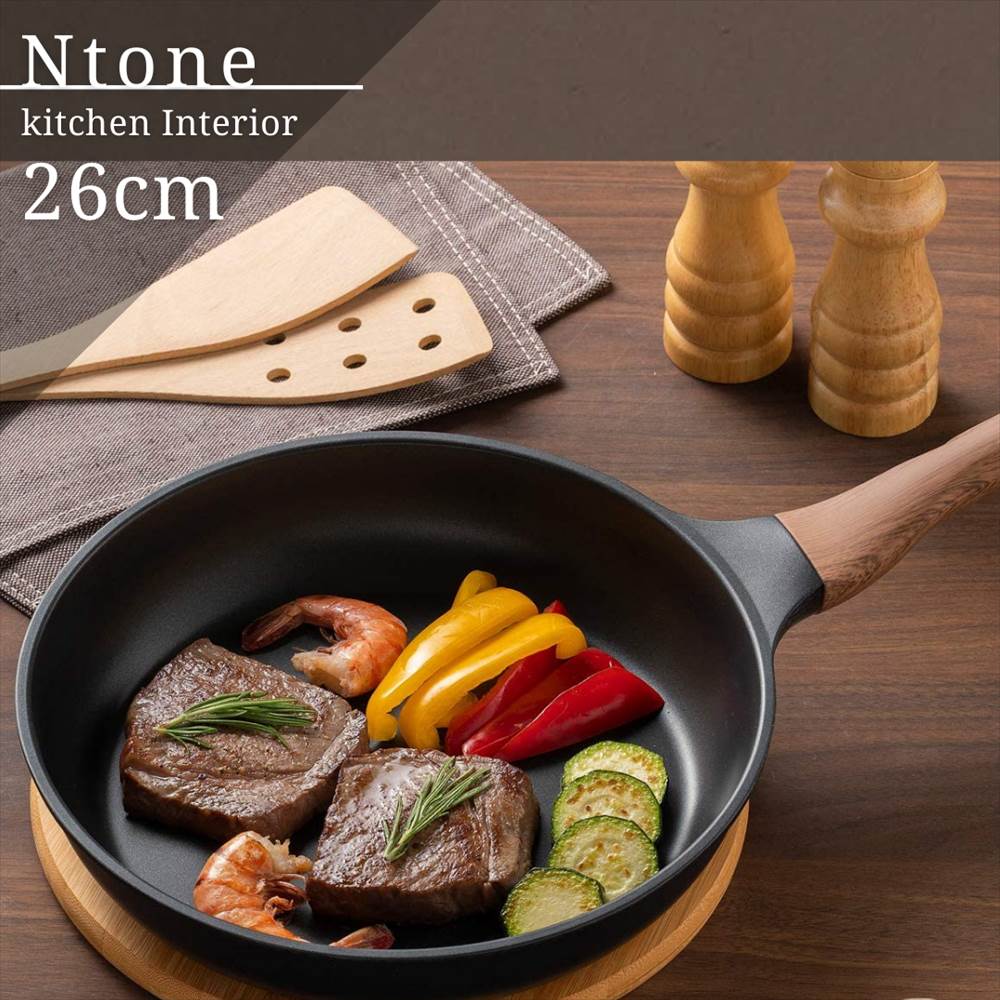 【そのまま食卓へ】Ntone 北欧風 IH フライパン 26cm | 鉄 フライパン ih 焦げ付かない 深型 おしゃれ フライパン おすすめ IH対応 ガス火 ガス 目玉焼き 深 一人暮らし 長持ち する 鉄 パンケーキ オムライス 大きい 大きめ マルチパン 多用途