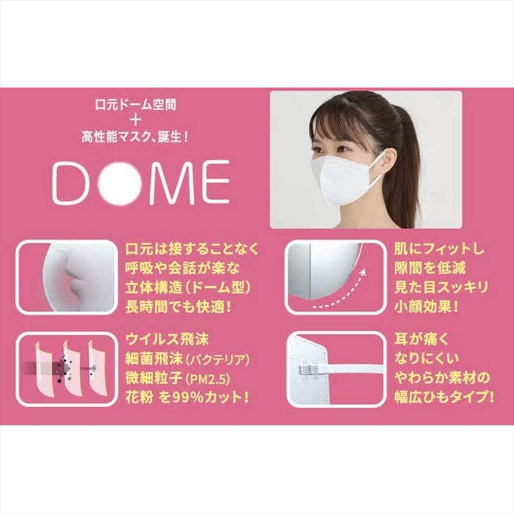 【送料無料】 立体マスク DOME 140枚 セット ( 大きめ 小さめ ) | マスク 使い捨て 立体 平ゴム メンズ レディース おしゃれ 耳が痛くならない 高齢者 息がしやすい 痛くない 大きいサイズ 大人 呼吸しやすい サイズ 小顔 セット ひも 太い 3d 息 楽 女性用 男性用