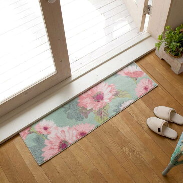 玄関マット Thinka フランシール 30×110cm | 屋内 室内 吸水 速乾 抗菌 防臭 ルーム ベランダ インテリア リビング 足元 洗える 北欧 大きめ すべり止め 滑り止め おしゃれ かわいい 吸水 高級感 日本製 国産 ロング ウィルトン織 花柄 グリーン