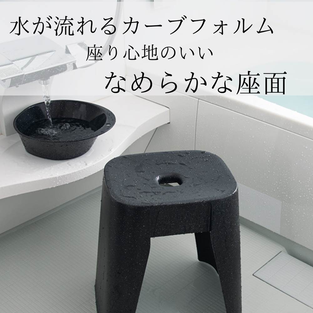 風呂椅子 コの字 40cm 湯桶 手桶 3点セット 洗いやすいバスチェア | ユニード UNEED 大理石調 おしゃれ モノトーン ブラック ホワイト 白 黒 お洒落 風呂いす お風呂椅子 イス シャワーチェア 収納 お風呂 バスルーム 浴室 高め 腰痛 軽い お風呂いす 滑り止め 日本製